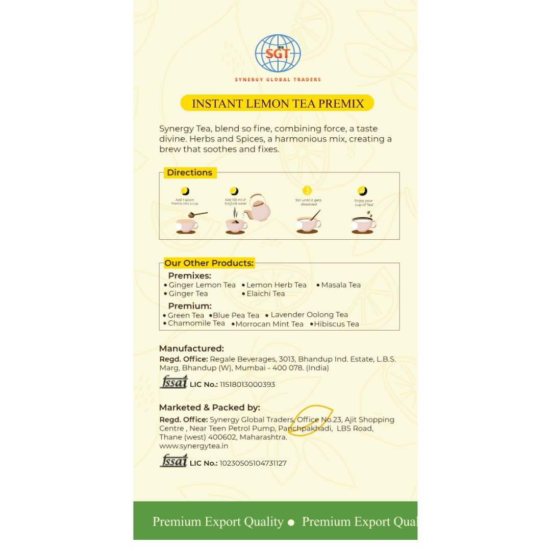 Back of Lemony Affair Tea tin — ingredients list and brewing instructions