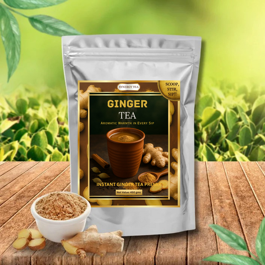 Synergy Tea Ginger Delight 1 kg premix pouch — large yellow-orange refill pack with ginger design